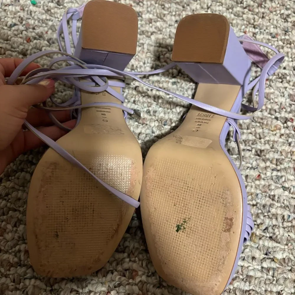 SCHUTZ Glenna Platform Leather Sandal Smokey Grape Purple 3.5” Heel- Size 8